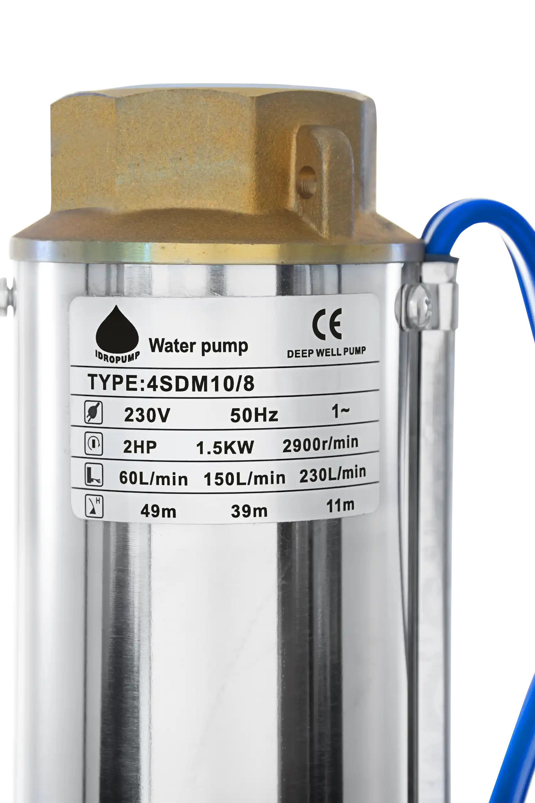 پمپ آب شناور 49 متری 2 اسب 2 اینچ تک فاز با کابل ایدرو IDROPUMP4SDM10/8 - Image 2