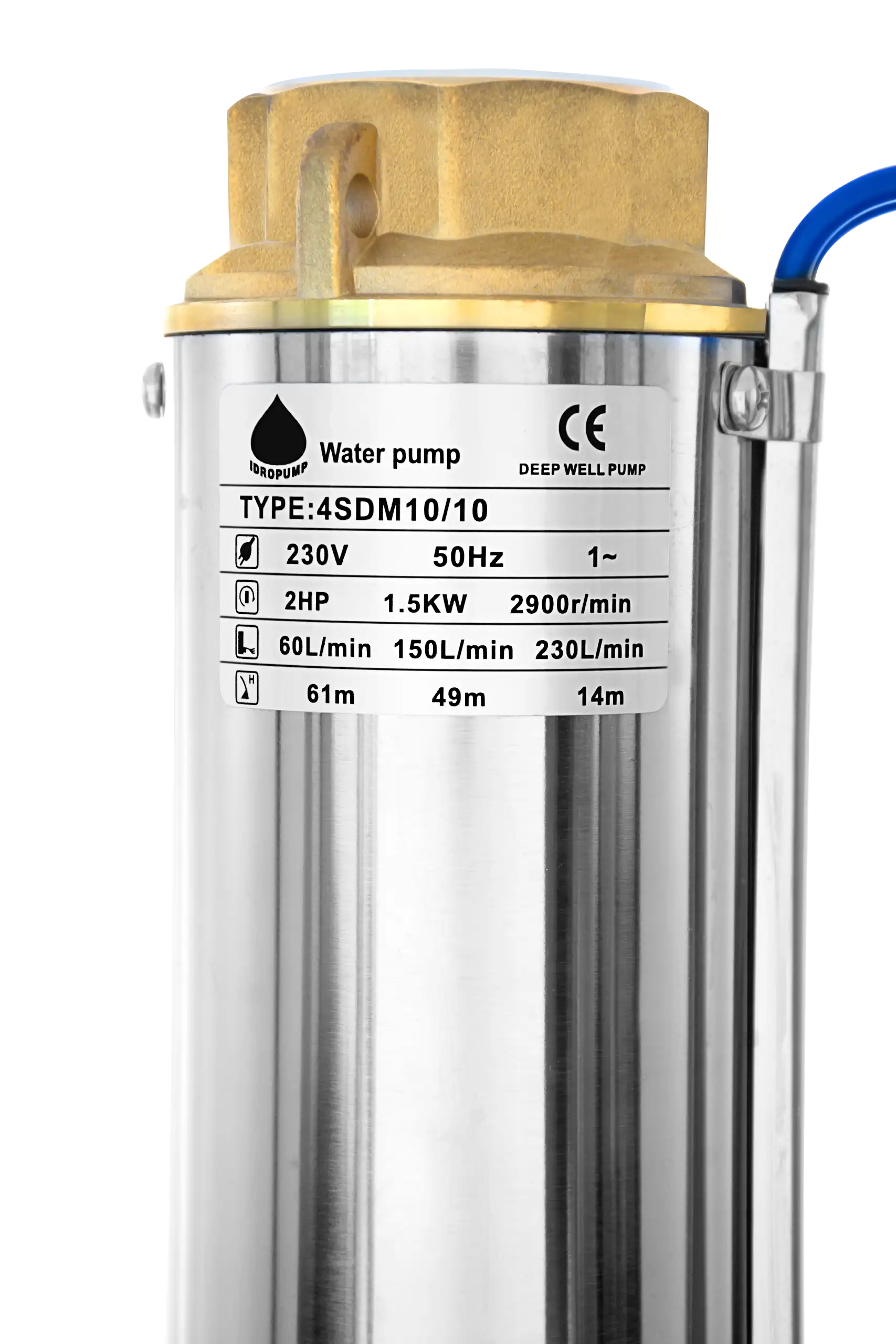 پمپ آب شناور 61 متری 2 اسب 2 اینچ تک فاز با کابل ایدرو IDROPUMP4SDM10/10 - Image 2